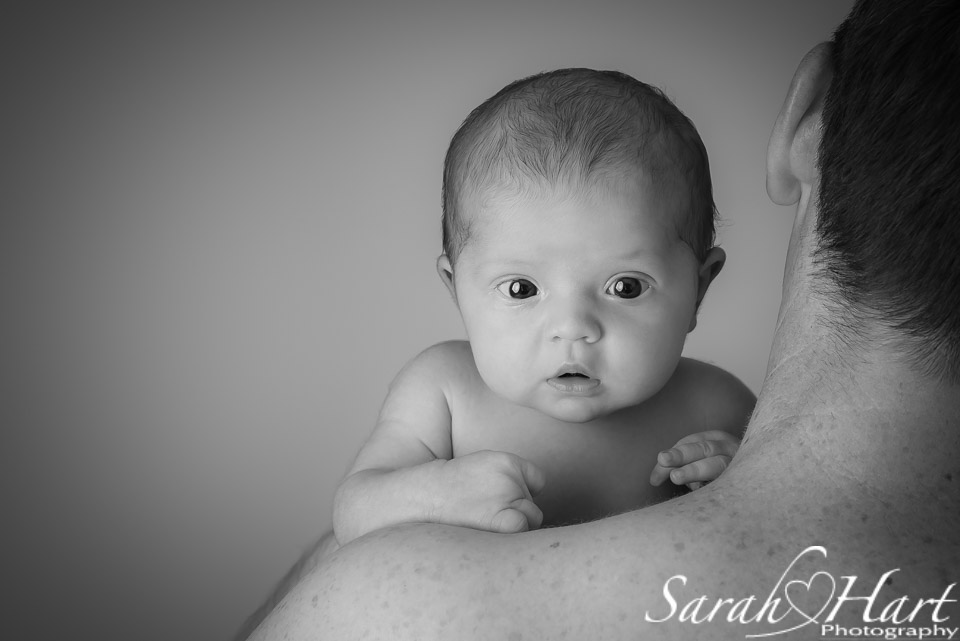 Newborn stare, baby gaze, black and white baby photos