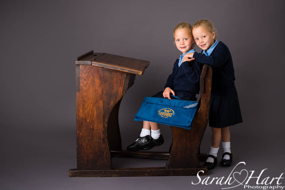 Twins first day at school, Sarah Hart Photography