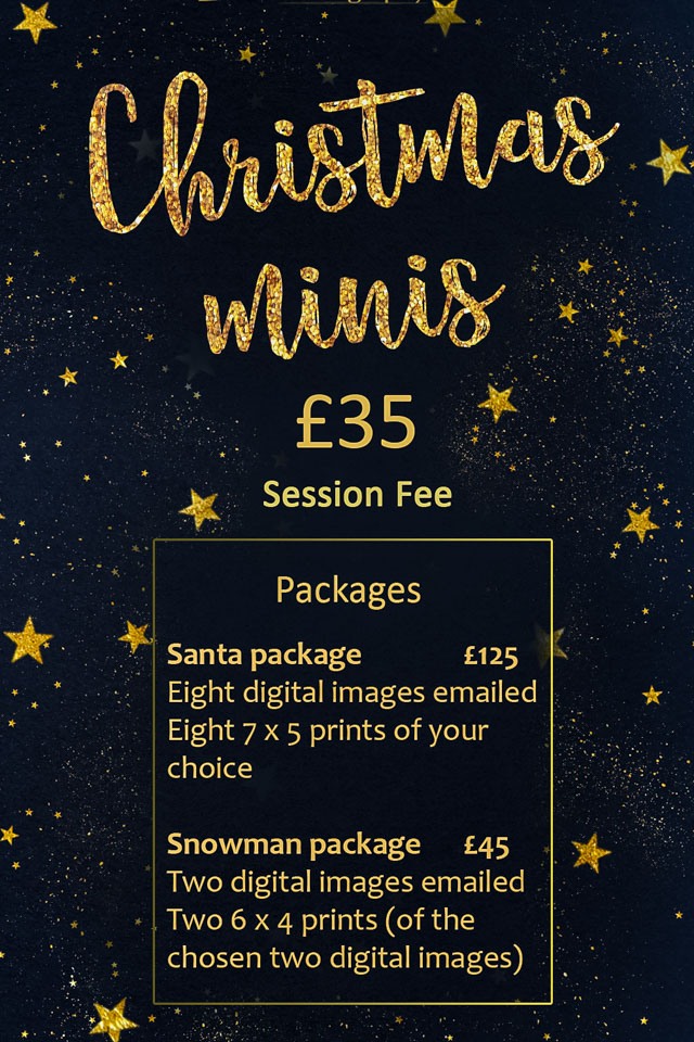 Christmas Price list for photography sessions, Kent photographer