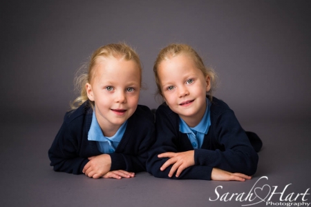 Twins starting school, photographs by Sarah Hart, Tonbridge, Kent
