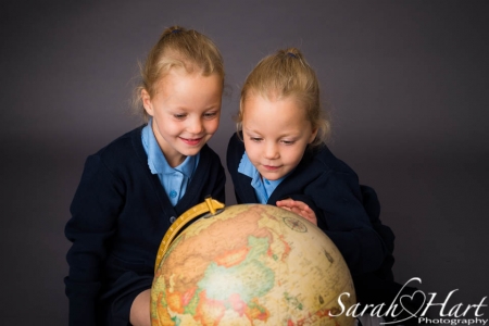 Knockholt, Sevenoaks, Kent, Twins in school uniform, Sarah Hart Photography