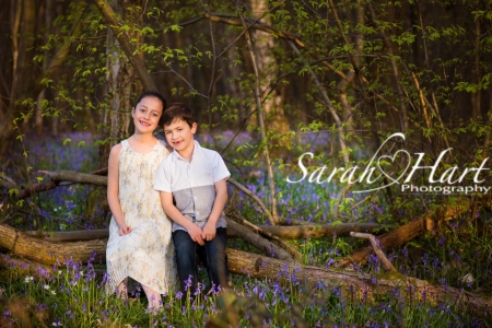 Siblings, Bluebell Photo shoot, walks in the woods, Sarah Hart photography, Denes Park, Kent