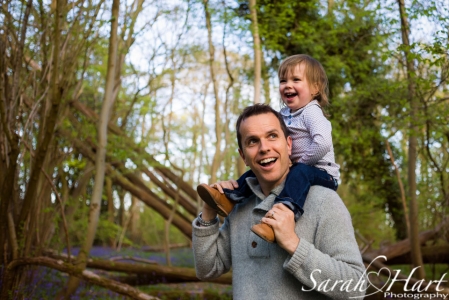 fun with Dad on a family photoshoot, Kent bluebell photo shoot, Sarah Hart Photography