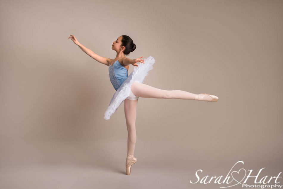 elegant arabesque of a young ballet dancer on pointe