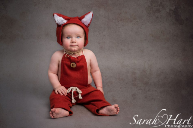 cute fox outfit, chin dimple, baby photo shoot, sevenoaks photographer