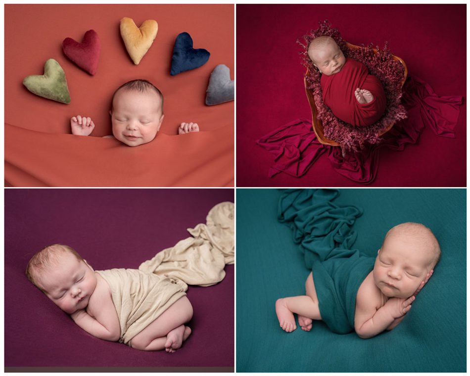 choosing bold colours for newborn sessions