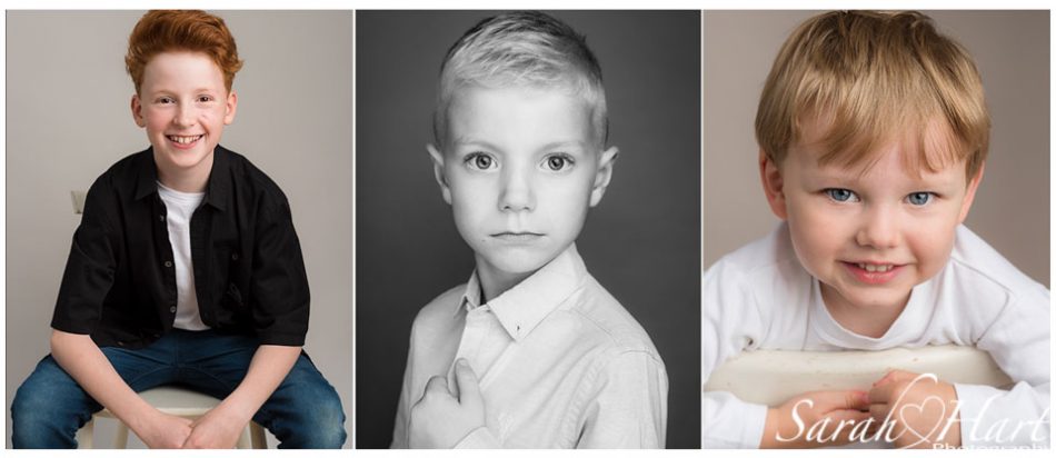 Three young performers at Sarah Hart Photography Studio for their headshot photography session