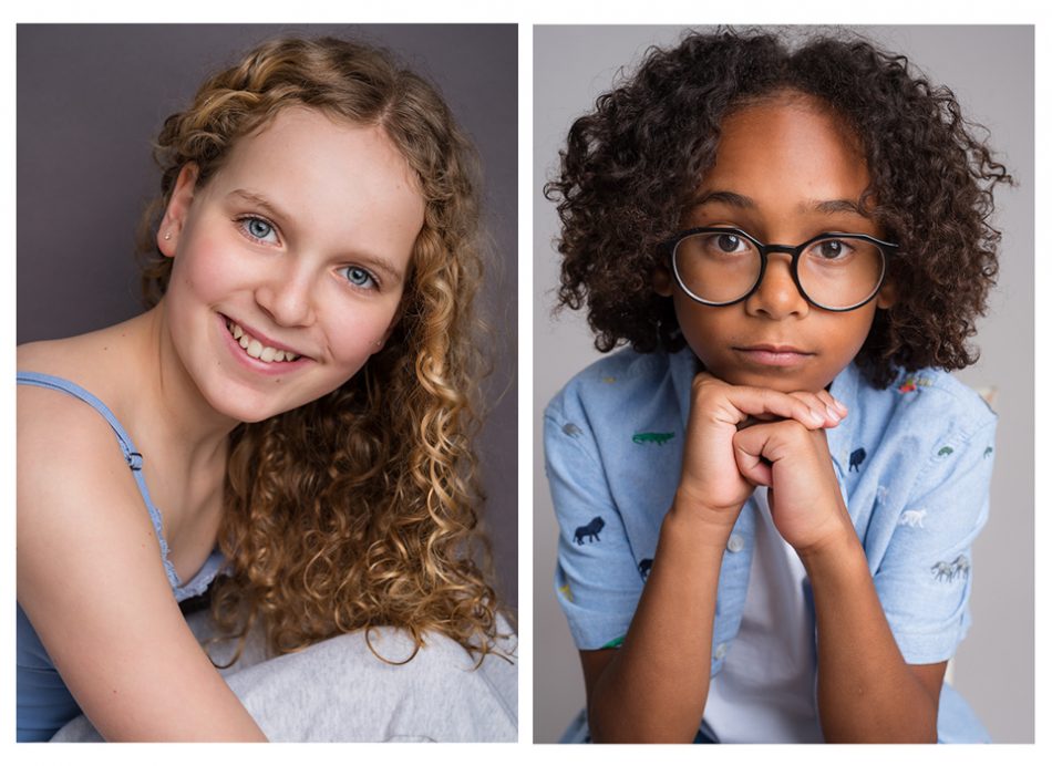A boy and girl at their actor's professional headshot session