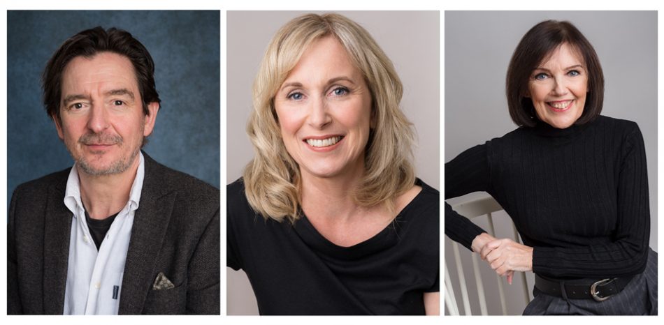A set of three professional headshots for the corporate role